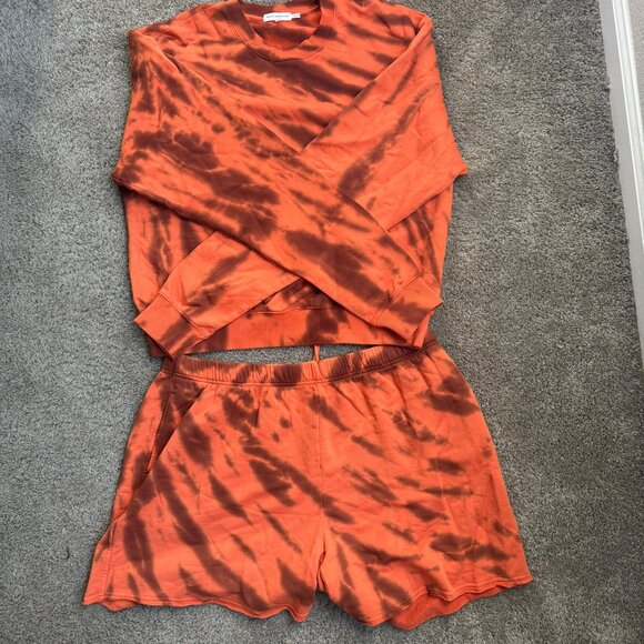Good American Tie Dye Cinnamon Orange Boyfriend shorts Size 5 - Picture 2 of 3